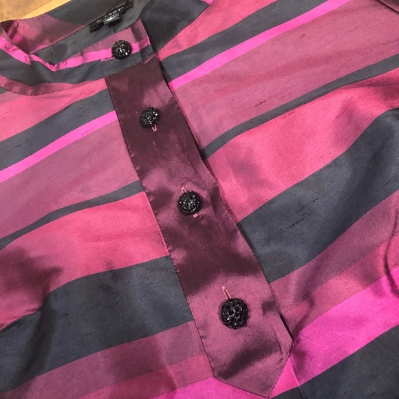 Talbots 100% Silk Striped 3/4 Sleeve Blouse 2